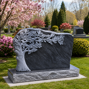 Pierre tombale double Union STONE American Black Serp Top Monument avec photos - Product Image 6