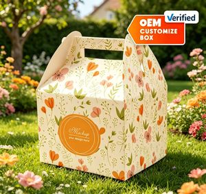 Caja de Cartón Floral Personalizable con Asa para Regalos y Empaquetado de Manualidades - Product Image 1