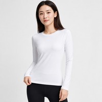Kaos Wanita Lengan Panjang Katun Spandex 230G Tebal, Slim Fit, Elastis Tinggi, Bahu Reguler, Kaos Dalaman