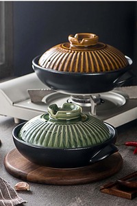 Nồi đất nung hiện đại có nắp, hai quai cầm, thân thiện với môi trường, tương thích với bếp gas, dùng để nấu lẩu, phục vụ món Dolsot, Bibimbap - Product Image 3