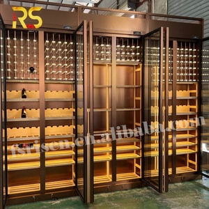 Meuble Bar à Vin Moderne en Acier Inoxydable Or Rose de Foshan, Réfrigérateur de Luxe avec Vitrine pour la Maison, Modèle RS2013, Meuble Bar à Vin pour Salon - Product Image 4