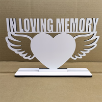 Plaque MDF en Bois Cœur et Aile 160x264x5mm « En Mémoire Affectueuse » pour Sublimation, Cadre Photo Commémoratif