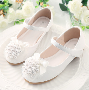 <span class=keywords><strong>Tong</strong></span> fille princesse chaussures en cuir souple fille Ballet <span class=keywords><strong>talon</strong></span> plat fête danse mariage perle chaussures - Product Image 1