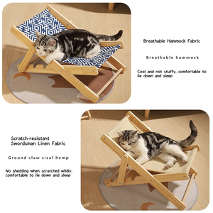 ที่ข่วนเล็บแมว เบาะนอนแมว ผ้าใบหุ้มใยไซซอล ปรับระดับได้ ทนทานต่อการข่วน ของเล่นแมว รูปทรงเก้าอี้ชายหาด ผลิตภัณฑ์สำหรับแมว - Product Image 5