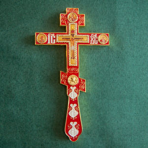 צלב ברכה אורתודוקסי HT, צלב ליטורגי אורתודוקסי נישא ביד, יציקת מתכת לקישוט כנסיות, ציוד דתי נוצרי - Product Image 6