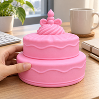Jouet Squishy Gâteau d'Anniversaire Rose Géant à Deux Niveaux en TPR, à Remontée Lente, Doux à Presser, Sensoriel Anti-Stress, en Forme d'Aliment, Cadeau Nouveauté