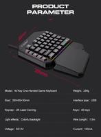Set de Teclado para Juegos, Teclado de Una Mano, Convertidor de Ratón, Convertidor para Juegos Móviles, Controlador Móvil con Retroiluminación, Accesorios para Gamers TF900