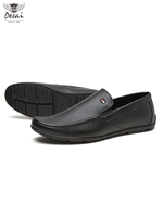 DX5120 Mocassins décontractés pour hommes en gros, dessus en PU texturé, semelle extérieure en caoutchouc, à enfiler, bout pointu, chaussures de bureau, noir et marron