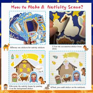Autocollants <span class=keywords><strong>de</strong></span> la nativité pour enfants crèche artisanat faire une scène autocollant autocollants <span class=keywords><strong>de</strong></span> noë<span class=keywords><strong>l</strong></span> en vrac religieux fête faveurs fournitures - Product Image 3