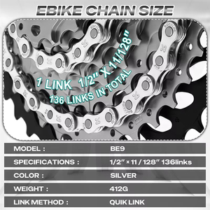 <span class=keywords><strong>Cadena</strong></span> para Bicicleta Eléctrica BUCKLOS, 9/10/11/12 Velocidades, <span class=keywords><strong>Cadena</strong></span> para <span class=keywords><strong>E</strong></span>-<span class=keywords><strong>bike</strong></span> de 136 Eslabones, 1/2" *11/128, Corriente para Bicicleta Eléctrica 9V 10V 11V <span class=keywords><strong>12V</strong></span> - Product Image 5