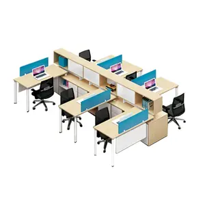 מסחרי משרד ריהוט ישר צוות מחיצת Workstation פריסה 4 אדם משרד שולחן