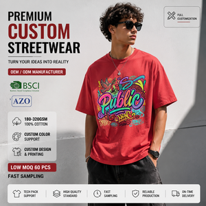 T-shirt Homme Street Styles Vintage Délavé 230GSM Impression Numérique Graffiti Personnalisé Effet Acide Coupe Oversize Haute Qualité - Product Image 1