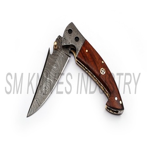 Manche en bois de Rose japonaise, couteau de poche pliant damas fait à la main par couteaux Sm industrie (smk1218) - Product Image 4