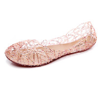 Sandales plates décontractées pour femmes, style Jelly, à bout ouvert, pour la plage, personnalisables, vente en gros de chaussures chinoises