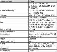 Antena Externa Activa StrongFirst 1575Mhz 2.7V 3.3V 5V GNSS L1+L5, Receptores de Navegación, Reloj, Posicionamiento