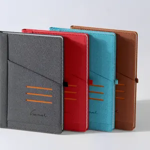 Simple Office Use Beautiful Lined Pu Notebook Leather Cover With Pen Loop