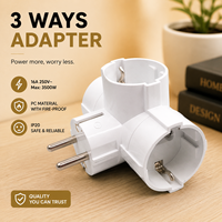 Adaptador de 3 Vías 16A 250V 3500W IP20, Carcasa de PC Ignífuga, Divisor de Enchufes Múltiples, Conector Tipo T Schuko, Tres Tomas