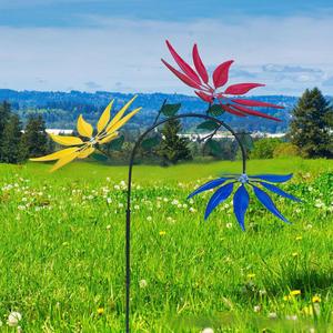 Moulin à vent rotatif coloré en fer forgé en forme de tournesol, décoration moderne <span class=keywords><strong>et</strong></span> minimaliste pour patio extérieur, pelouse <span class=keywords><strong>et</strong></span> jardin, cadeau - Product Image 3