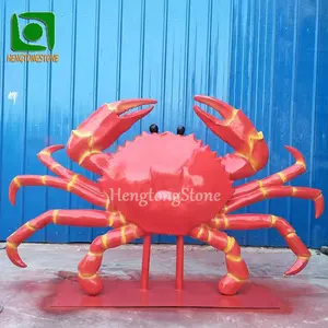 Statue de crabe décorative d'aquarium en fibre de verre, Sculpture d'animal en résine