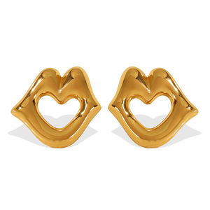 Pendientes de Labio con Forma Irregular, Chapados en Oro de 18k, Acero Inoxidable, Joyería de Moda para Mujer EH459 - Product Image 5
