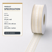 Ruban de Noël 2,2 cm 25 yards, ruban en satin filé avec bordure métallique en forme de cœur pour emballage cadeau, décoration de mariage et de fêtes