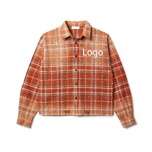 <span class=keywords><strong>Camicia</strong></span> a Quadri in <span class=keywords><strong>Flanella</strong></span> da Uomo con Colletto a Risvolto, Maniche Lunghe e Strass - Ingrosso - Product Image 3