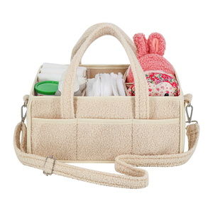 Nouveau Design Teddy <span class=keywords><strong>Sherpa</strong></span> Diaper Caddy Plusieurs Compartiments Caddy Organisateur pour Table à <span class=keywords><strong>Langer</strong></span> Pépinière Avec Couvercle - Product Image 2