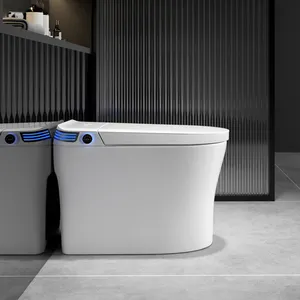 Auto Flush Bathroom Commode S-Trap Ceramic 1 Piece Intelligent Bidet Toilet Smart Toilet