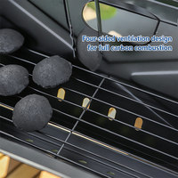 Barbecue au charbon de bois pliable en forme de X, portable, réchaud en fer, sans assemblage, noir, haute efficacité pour le camping, les pique-niques et les barbecues