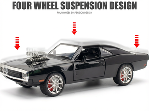 Vente en gros de modèles de véhicules en alliage de haute simulation 1:24 <span class=keywords><strong>Charger</strong></span> <span class=keywords><strong>1970</strong></span> avec direction à roues, <span class=keywords><strong>voiture</strong></span> miniature à tirer en arrière avec sons et lumières - Product Image 5