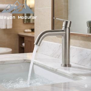 Grifo Mezclador de Agua Fría y Caliente con Superficie Plateada Mate Cepillada Wayon para Proyectos Comerciales - Product Image 1