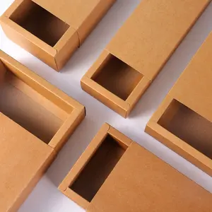En stock boîte de tiroir en papier kraft d'emballage cadeau à glissière personnalisée pour emballage cosmétique