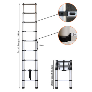Échelle télescopique à descente lente certifiée EN131 <span class=keywords><strong>de</strong></span> 2,6 m, échelle télescopique anti-pincement sûre pour usage domestique et industriel - Product Image 4