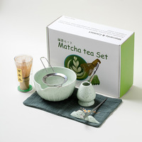 Kit de Thé Matcha de 6 Pièces en Céramique, Vente en Gros, Emballage Boîte Cadeau, Bol Matcha Blanc Rose avec Fouet