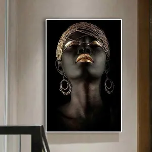 Contemplador negro africano Mujer Desnuda pintura al óleo sobre lienzo carteles e impresiones arte de pared escandinavo imagen para sala de estar