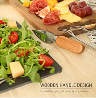 Assiette à steak en bois d'acacia avec insert en ardoise amovible pour viande, fromage, légumes, assiettes en bois pour aliments