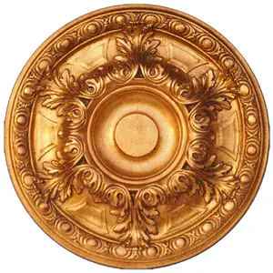Banruo Decorative Golden Polyurethane PU Ceiling Panel Tiles Medallion for Lightweight Ceiling Lamp Decoration