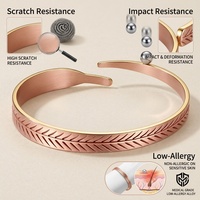 Bracelet ouvert magnétique unisexe en cuivre rouge pur à 99 %, forme cœur, aimant puissant, manchette vintage réglable, bijou cadeau pour poignet