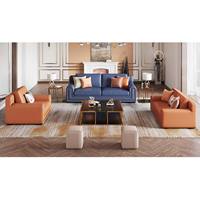 Canapé modulaire en cuir à succès, meubles de salon de villa, luxe, 3 places