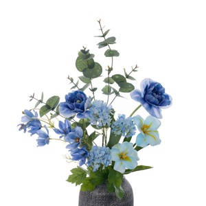 Bouquet de fleurs artificielles Aurora, eucalyptus bleu, tissu tissé en plastique, décoration d'intérieur, accessoires de mariage CF02114 - Product Image 5