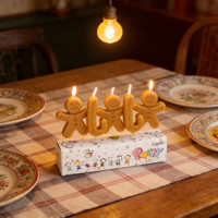 Bougies d'anniversaire en forme de bonhomme en pain d'épices et de canne à sucre, décorations de gâteau pour les anniversaires d'enfants et les fêtes de fin d'année