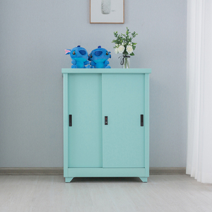 <span class=keywords><strong>GDLT</strong></span> Armoire de rangement assemblée à portes coulissantes avec serrure à clé Étanche et durable Petite armoire colorée en acier écologique - Product Image 2