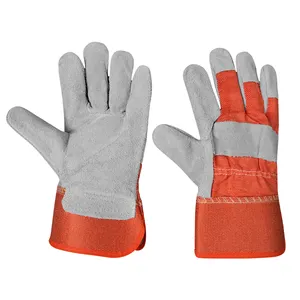 卸売ダブルパームレザー牛革産業労働安全マシニスト手保護溶接作業手袋