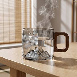 <span class=keywords><strong>Tasse</strong></span> à thé en verre borosilicate de 100 ml en forme de montagne avec poignée en bois, minimaliste, écologique, pour café, mini-<span class=keywords><strong>tasse</strong></span> de dégustation - Product Image 2
