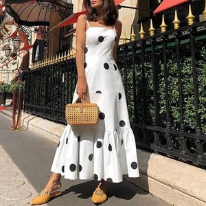 Nouveautés 2023 designer de haute qualité personnalisé dame mode été imprimé en gros rouge longue maxi robes à pois pour les femmes - Product Image 2