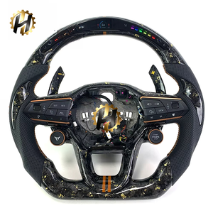 Volant en fibre de carbone forgé sur mesure avec LED, cuir/pour SEAT <span class=keywords><strong>Cupra</strong></span> <span class=keywords><strong>Leon</strong></span> X 1 FR MQB EVO PQ, style <span class=keywords><strong>racing</strong></span> (D/Flat/F1) - Product Image 1
