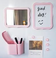 Set Cermin Magnetik Pink dengan Warna Kustom Tersedia, Cermin Rias Bergelombang Portabel dengan Penyimpanan untuk Loker Gym Sekolah