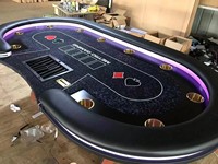 Table de poker professionnelle de 96 pouces pour 10 joueurs, table de poker carrée de casino Texas Hold'em avec éclairage LED et position du croupier