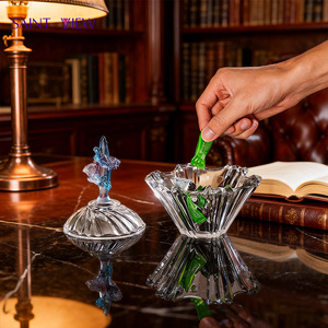 <span class=keywords><strong>Set</strong></span> di Barattoli Artigianali Bohemien in Vetro Cristallo Ecologico con Coperchio per Alimenti, Spezie e Carbone, Ideali per Feste - Product Image 2