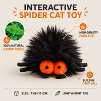 Jouet pour chat araignée Halloween moelleux avec herbe à chat et clochette, jouet interactif pour chaton 7x8x11cm pour vente en gros OEM ODM